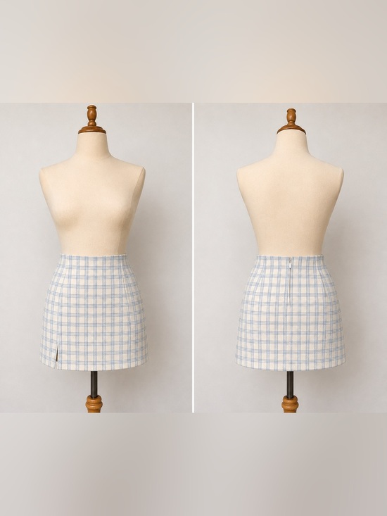 Brandy Melville Dresses & Skirts - Brandy Melville plaid mini skirt in a white/blue check print